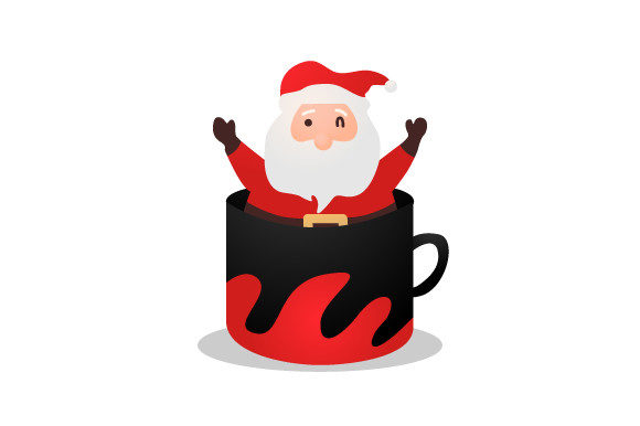 Cartoon Santa Claus Inside Cup Design Graphics