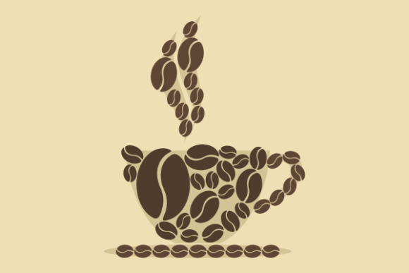 Coffee Cup Formed Beans Illustration