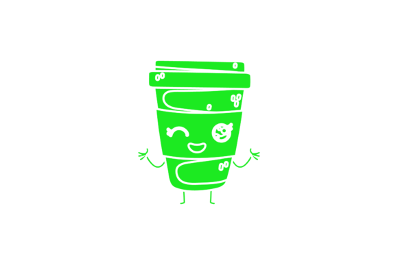 Coffee Cup Menu Kawaii Green Icon Graphics