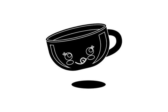 Coffee Cup Smile Kawaii Black Icon Graphics