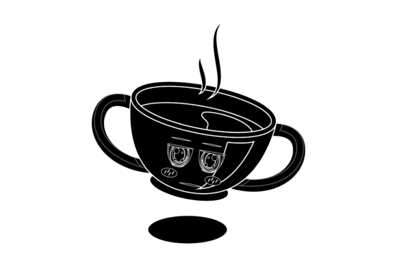 Coffee Hot Cup Kawaii Black Style Graphics