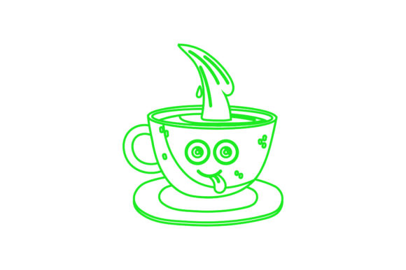 Coffee Smile Cup Kawaii Outline Graphics Freebies