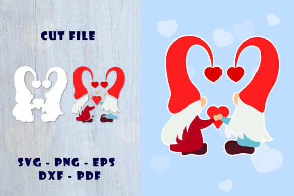 Couple Gnome Valentine Svg with Heart: Graphics & Print Templates