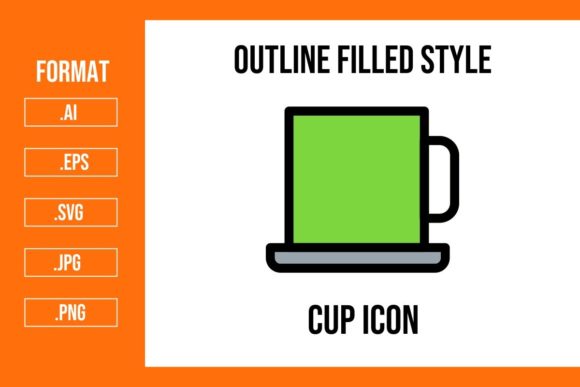 Cup Outline Filled Icon for Graphics and Icons