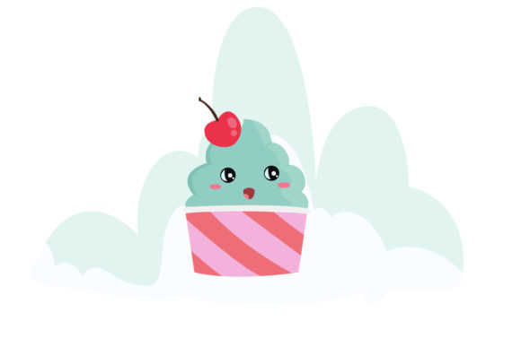 Cute Kawai Ice Cream Cup Graphics & Icons