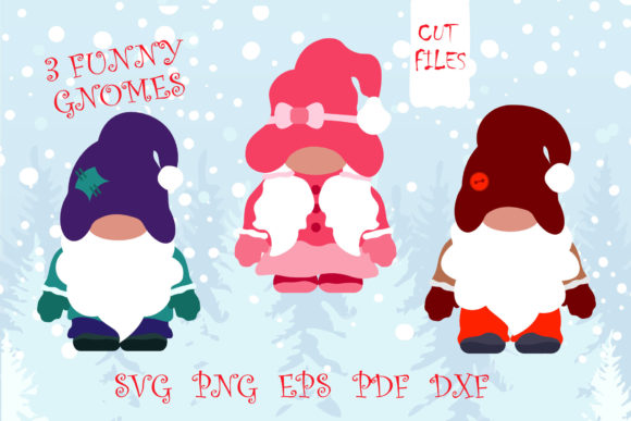 Funny Winter Gnomes. T Shirt Print. SVG