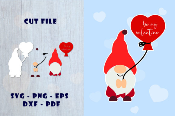 Gnome Valentine Svg with Heart: Graphics for Print Templates