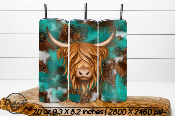 Highland Cow Tumbler Sublimation Design: Graphics & Print Templates