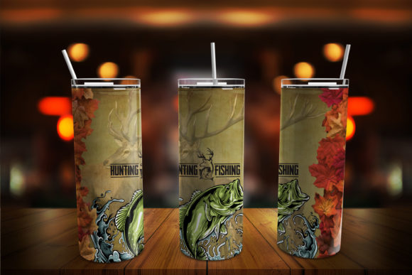 Hunting and Fishing Tumbler Graphics and Print Templates