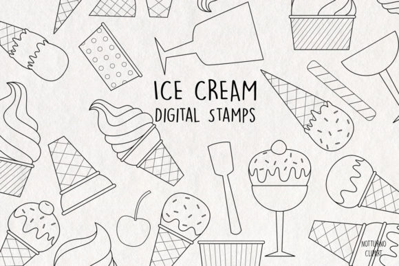 Ice Cream SVG Digital Stamps Set of 3