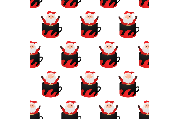Pattern Cartoon Santa Claus Inside Cup Graphics