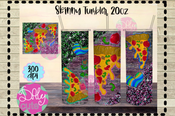 Pizza Tumbler PNG, Brick Wall 20oz Png