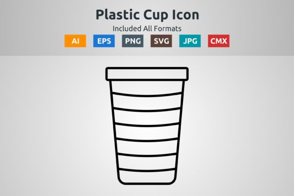 Plastic Cup Vector Outline Icon Graphics