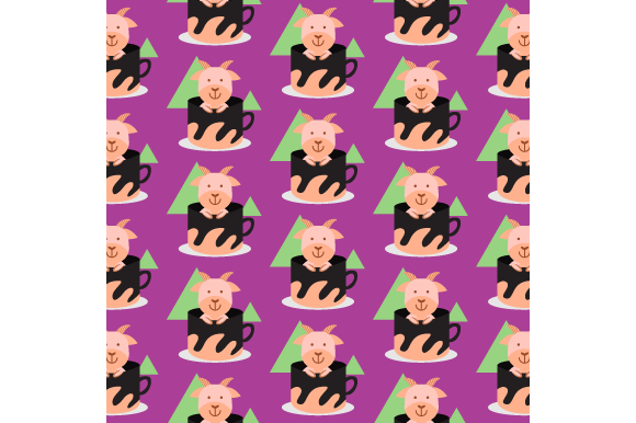 Seamless Pattern Inside Cup Animal Goat Graphics and Patterns