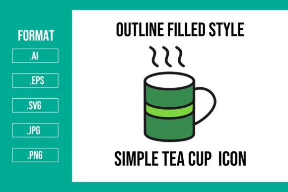Simple Tea Cup Outline Filled Icon Graphics and Icons