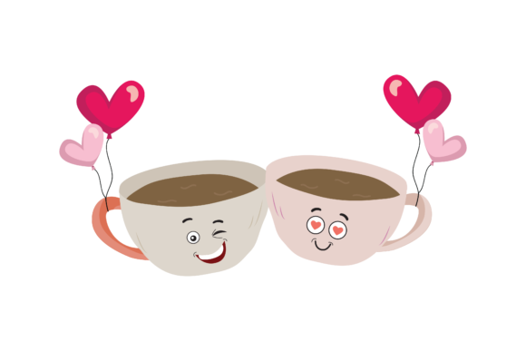 Valentine Kawaii Cup Balloon Love Vector Graphics